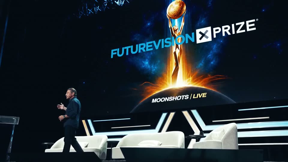The Future Vision XPRIZE trophy on the big screen